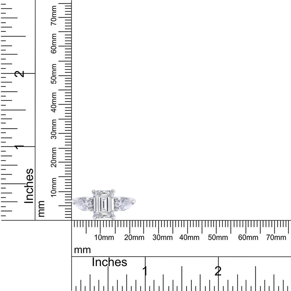 
                      
                        2 2/5 Carat Emerald & Pear Lab Created Moissanite Diamond 3-Stone Engagement Ring For Women In 925 Sterling Silver
                      
                    