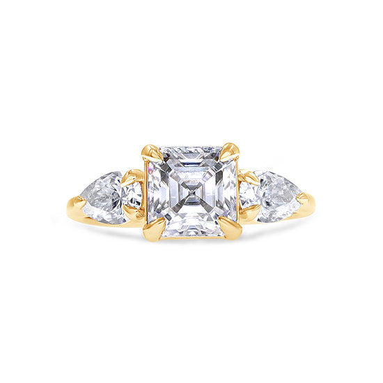 Load image into Gallery viewer, 2 1/4 Carat Asscher &amp;amp; Pear Lab Created Moissanite Diamond 3-Stone Engagement Ring For Women In 925 Sterling Silver
