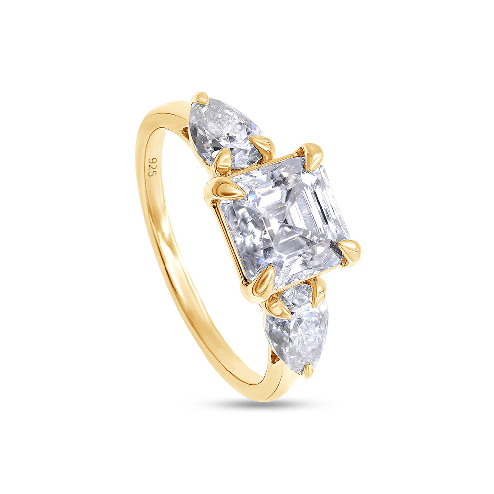 
                      
                        2 1/4 Carat Asscher & Pear Lab Created Moissanite Diamond 3-Stone Engagement Ring For Women In 925 Sterling Silver
                      
                    