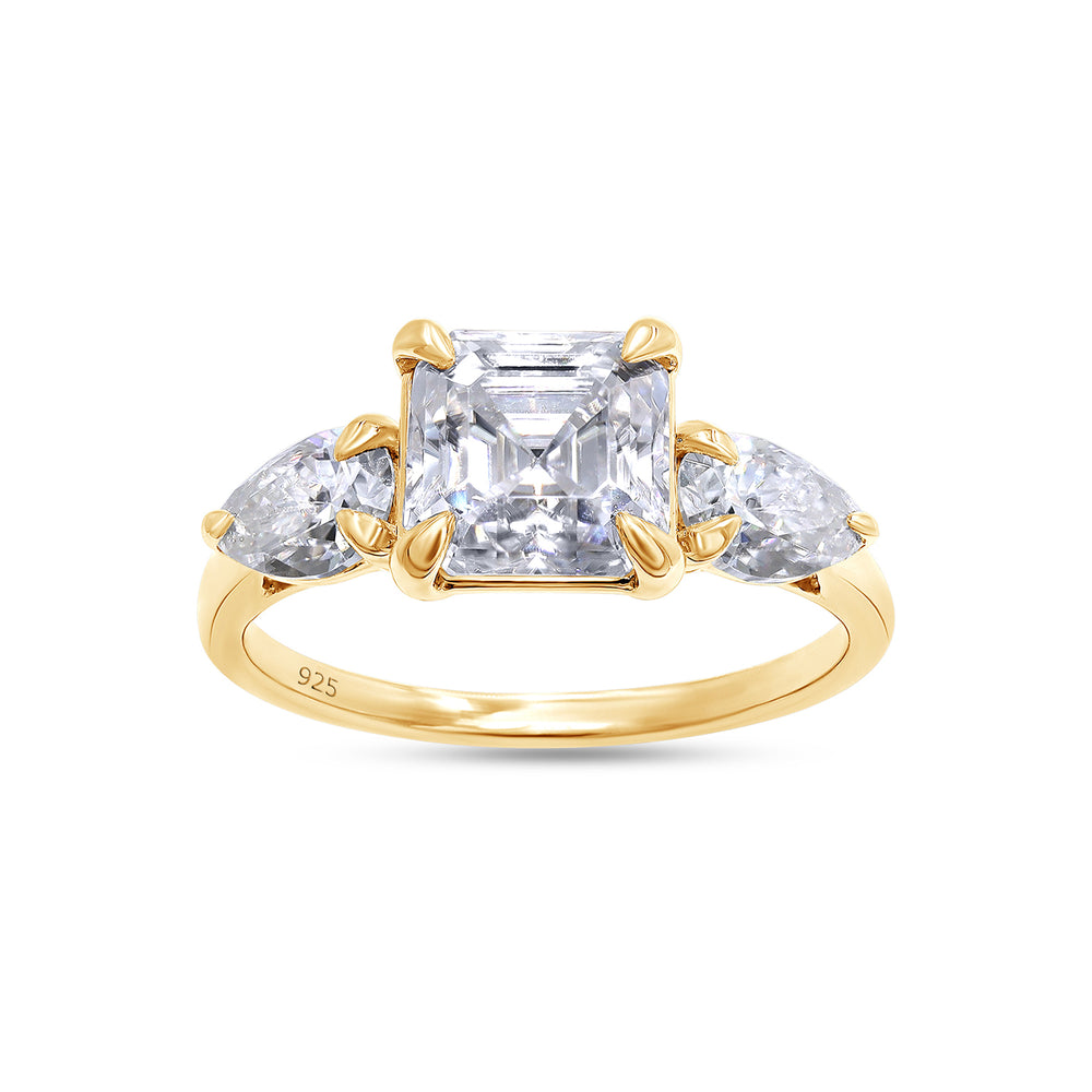 
                      
                        2 1/4 Carat Asscher & Pear Lab Created Moissanite Diamond 3-Stone Engagement Ring For Women In 925 Sterling Silver
                      
                    