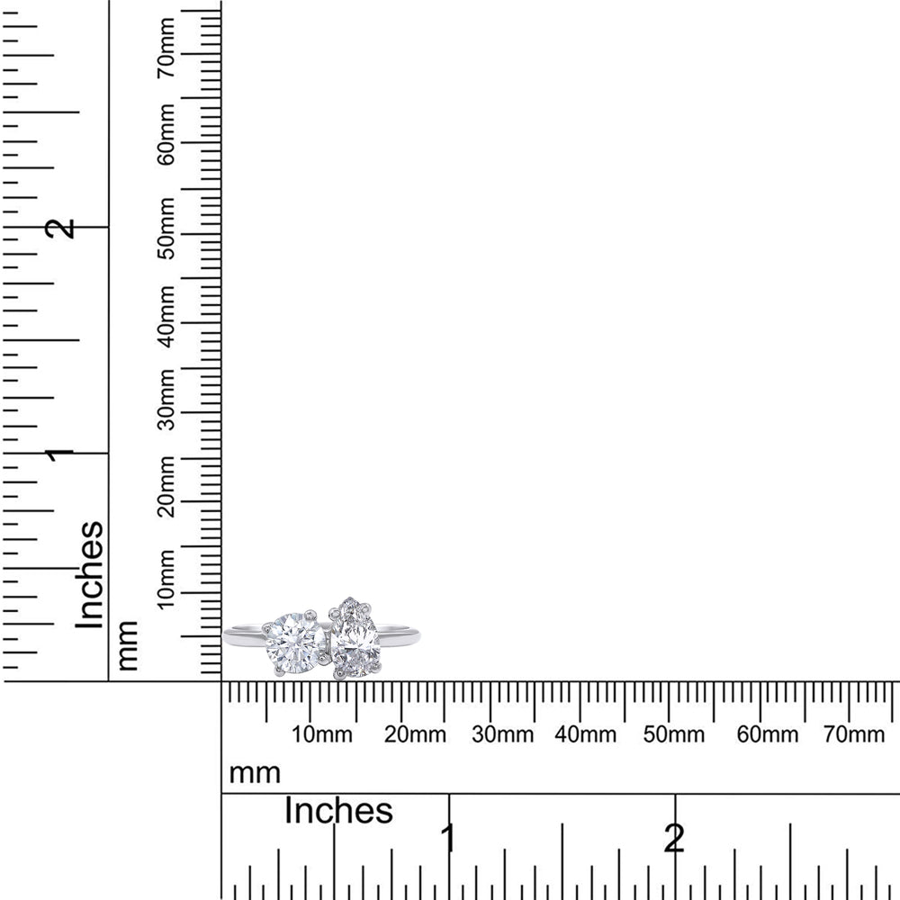 
                      
                        1 1/2 Carat Round & Pear Lab Created Moissanite Diamond Toi Et Moi 2-Stone Engagement Ring For Women In 925 Sterling Silver
                      
                    