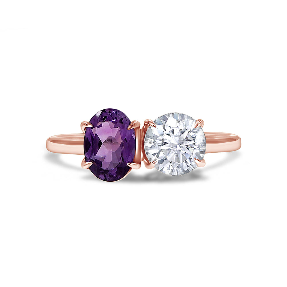 
                      
                        1 1/2 Carat Oval Amethyst & Round Lab Created Moissanite Diamond Toi Et Moi 2-Stone Engagement Ring For Women In 925 Sterling Silver
                      
                    