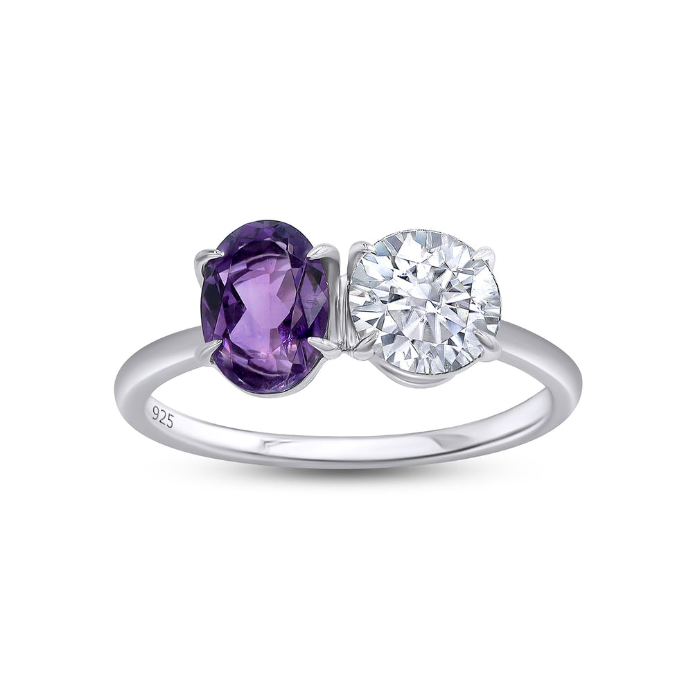 
                      
                        1 1/2 Carat Oval Amethyst & Round Lab Created Moissanite Diamond Toi Et Moi 2-Stone Engagement Ring For Women In 925 Sterling Silver
                      
                    