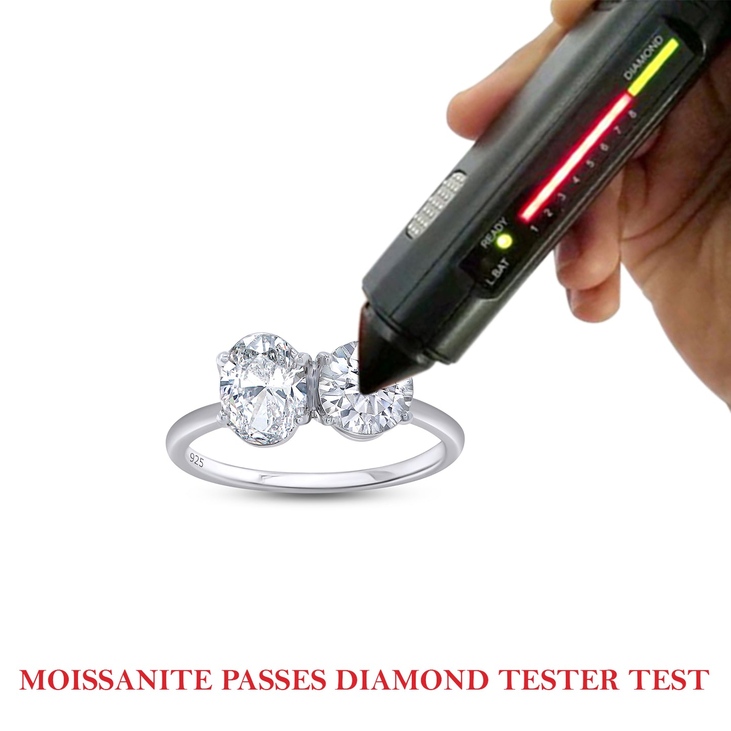 1 1/2 Carat Round & Oval Lab Created Moissanite Diamond Toi Et Moi 2-Stone Engagement Ring For Women In 925 Sterling Silver