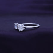 Round & Heart Lab Created Moissanite Diamond Toi Et Moi 2-Stone Engagement Ring In 925 Sterling Silver