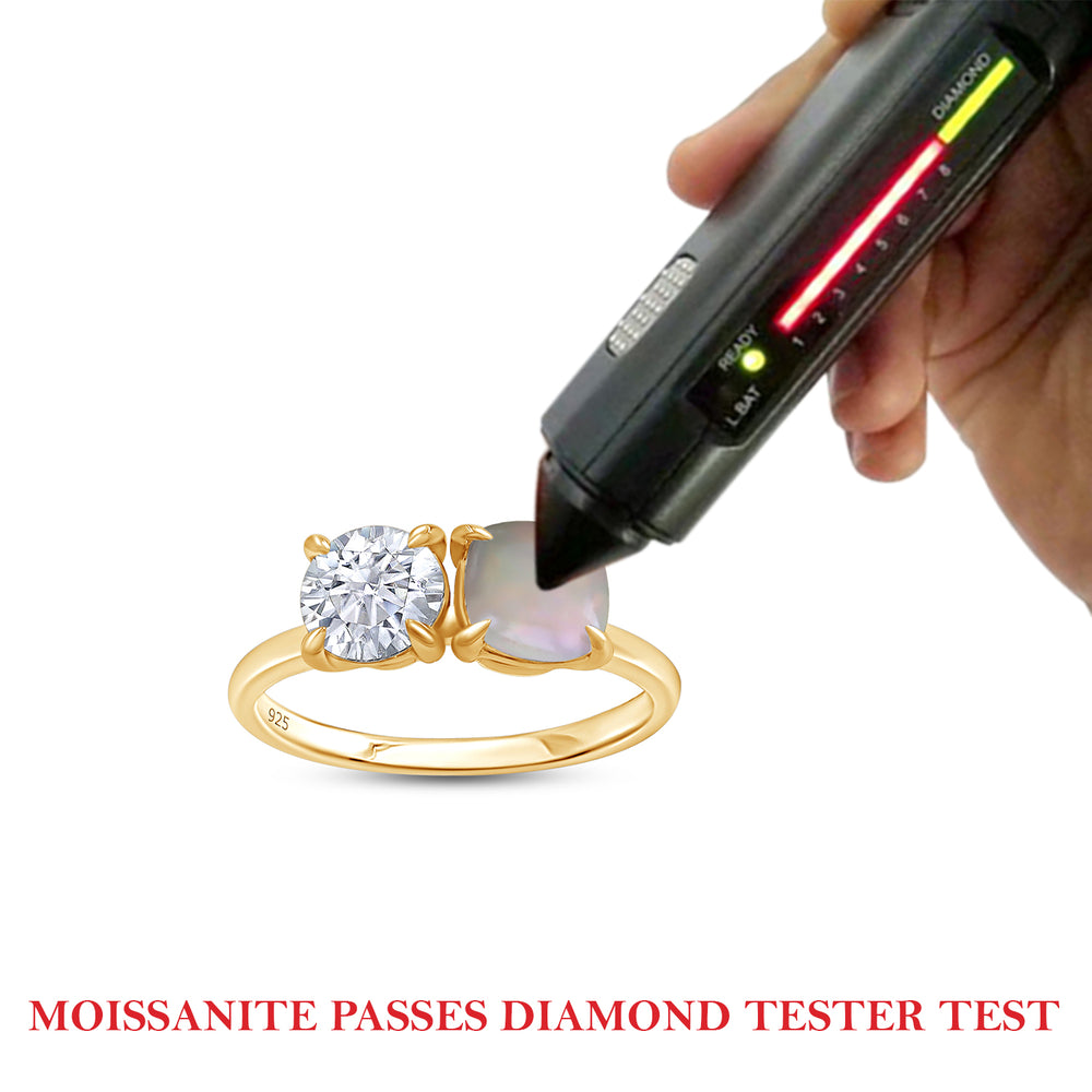 
                      
                        6MM Natural White Opal & Lab Created Moissanite Diamond Toi Et Moi 2-Stone Engagement Ring In 925 Sterling Silver
                      
                    