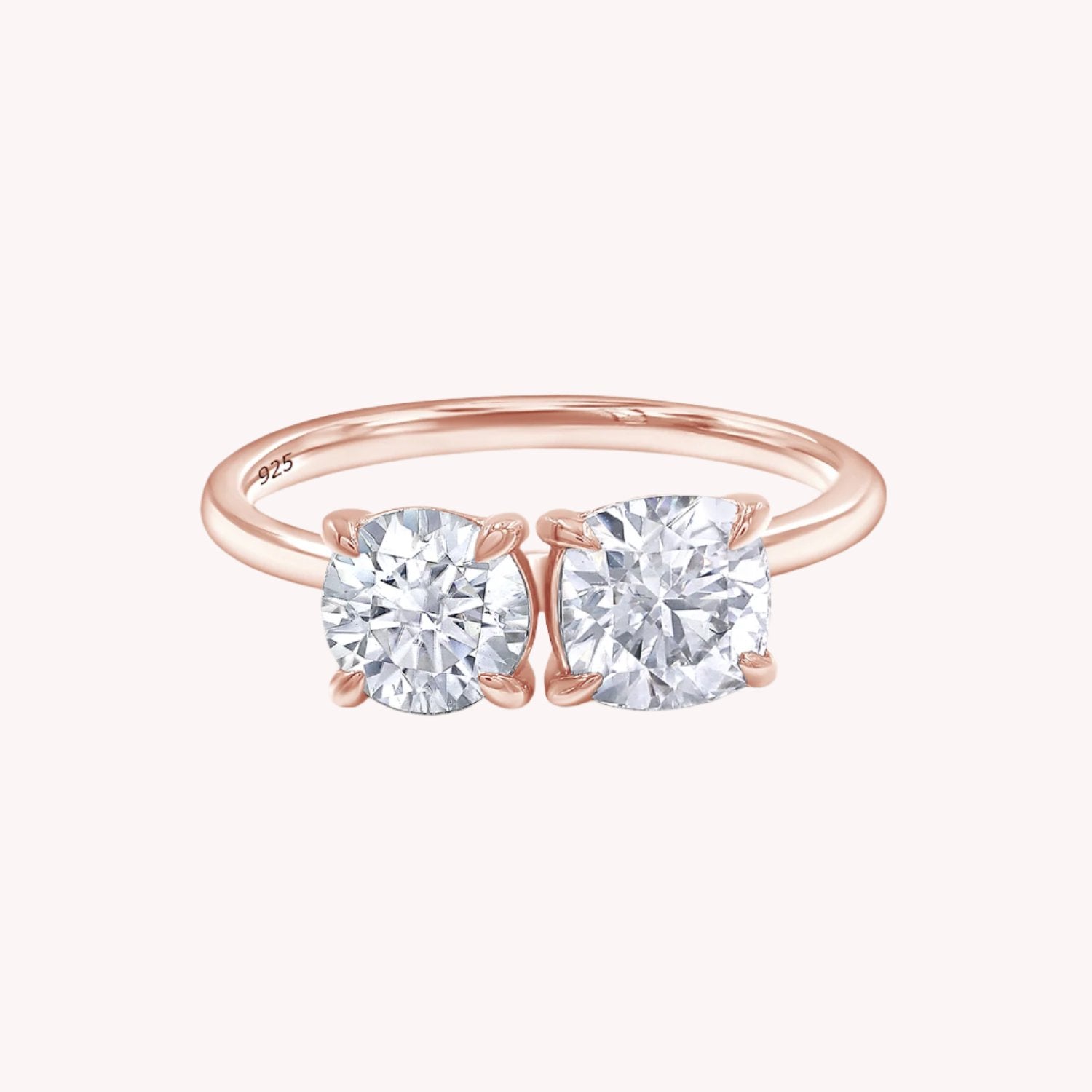 Toi Et Moi Round & Cushion Cut 2-Stone Engagement Ring