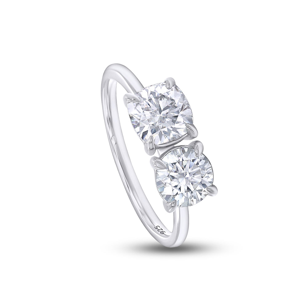 
                      
                        1 3/4 Carat Round & Cushion Lab Created Moissanite Diamond Toi Et Moi 2-Stone Engagement Ring For Women In 925 Sterling Silver
                      
                    