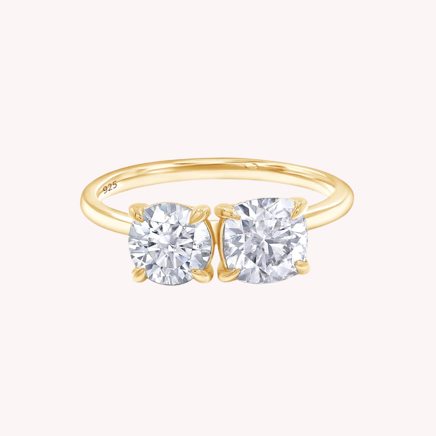 Toi Et Moi Round & Cushion Cut 2-Stone Engagement Ring