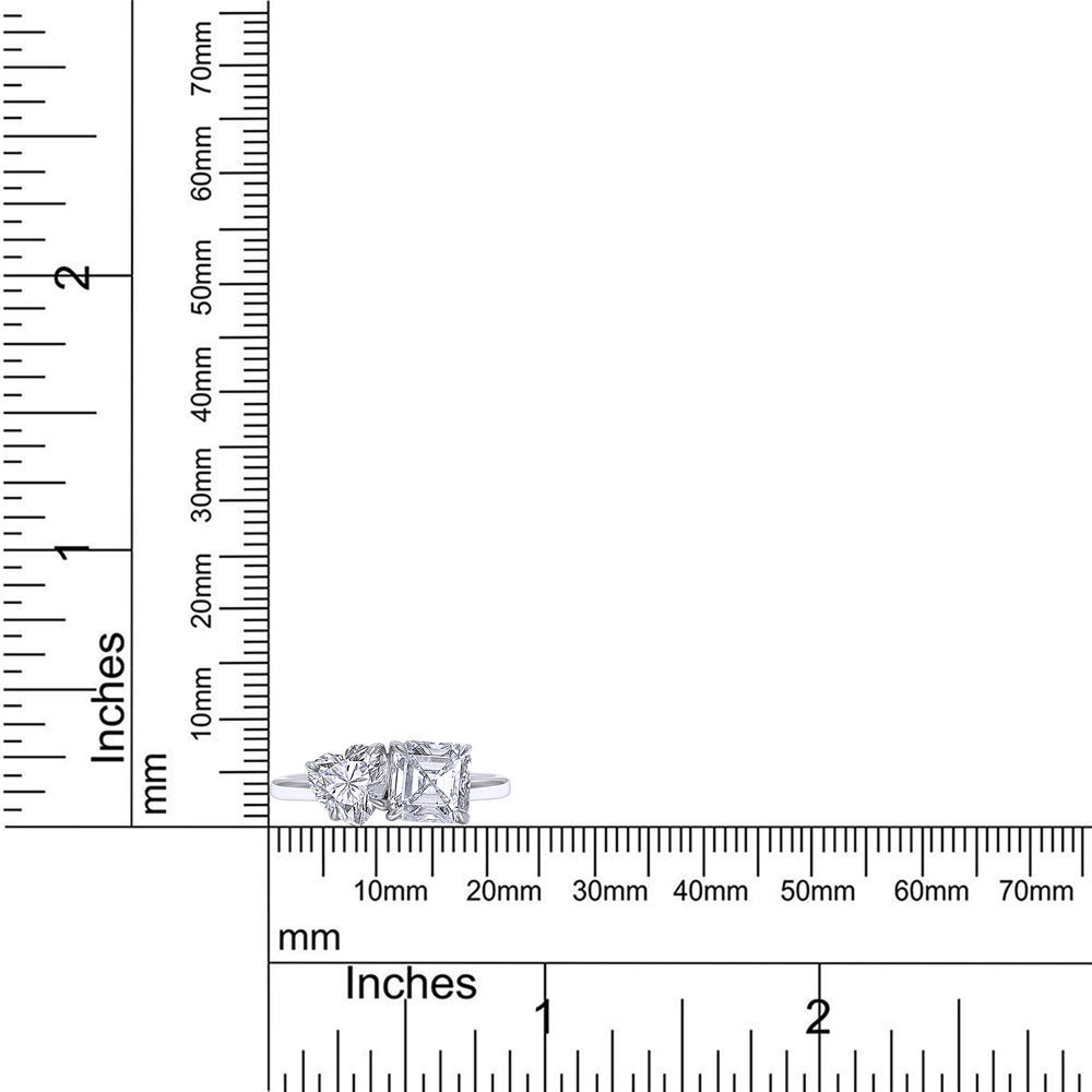 
                      
                        2 2/5 Carat Heart & Asscher Lab Created Moissanite Diamond Toi Et Moi 2-Stone Engagement Ring For Women In 925 Sterling Silver
                      
                    