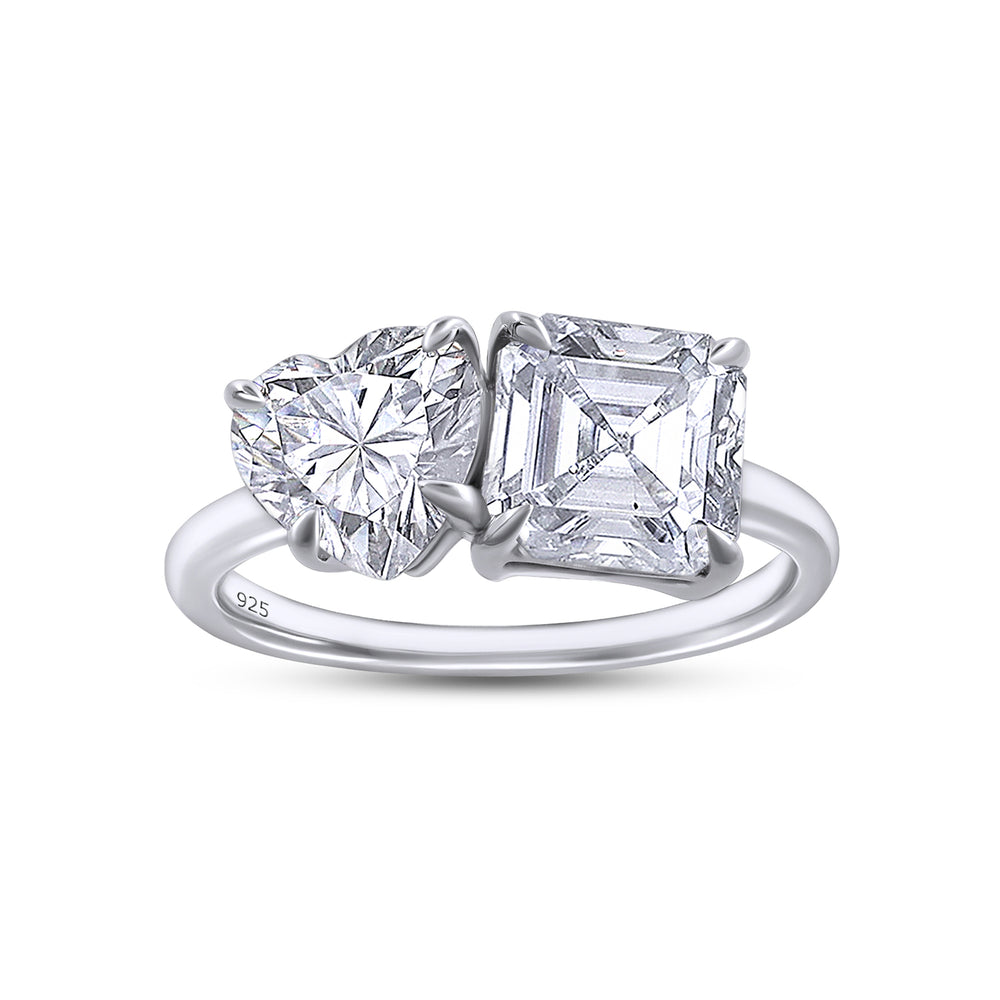 
                      
                        2 2/5 Carat Heart & Asscher Lab Created Moissanite Diamond Toi Et Moi 2-Stone Engagement Ring For Women In 925 Sterling Silver
                      
                    