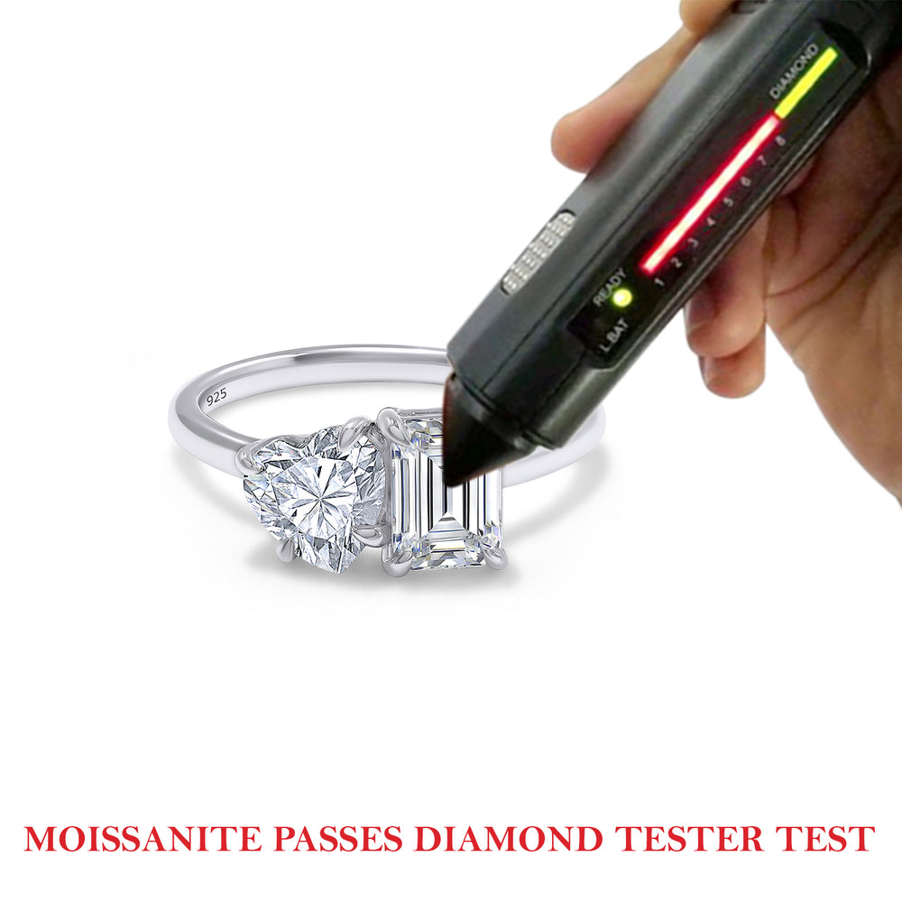 
                      
                        2 Carat Heart & Emerald Lab Created Moissanite Diamond Toi Et Moi 2-Stone Engagement Ring In 925 Sterling Silver
                      
                    