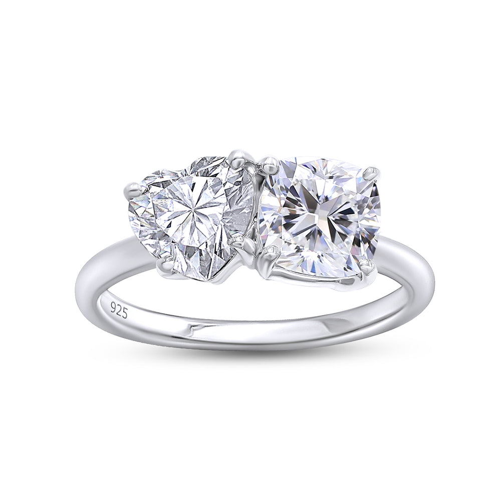 
                      
                        1.90 Carat Heart & Cushion Cut Lab Created Moissanite Diamond Toi Et Moi 2-Stone Engagement Ring In 925 Sterling Silver
                      
                    