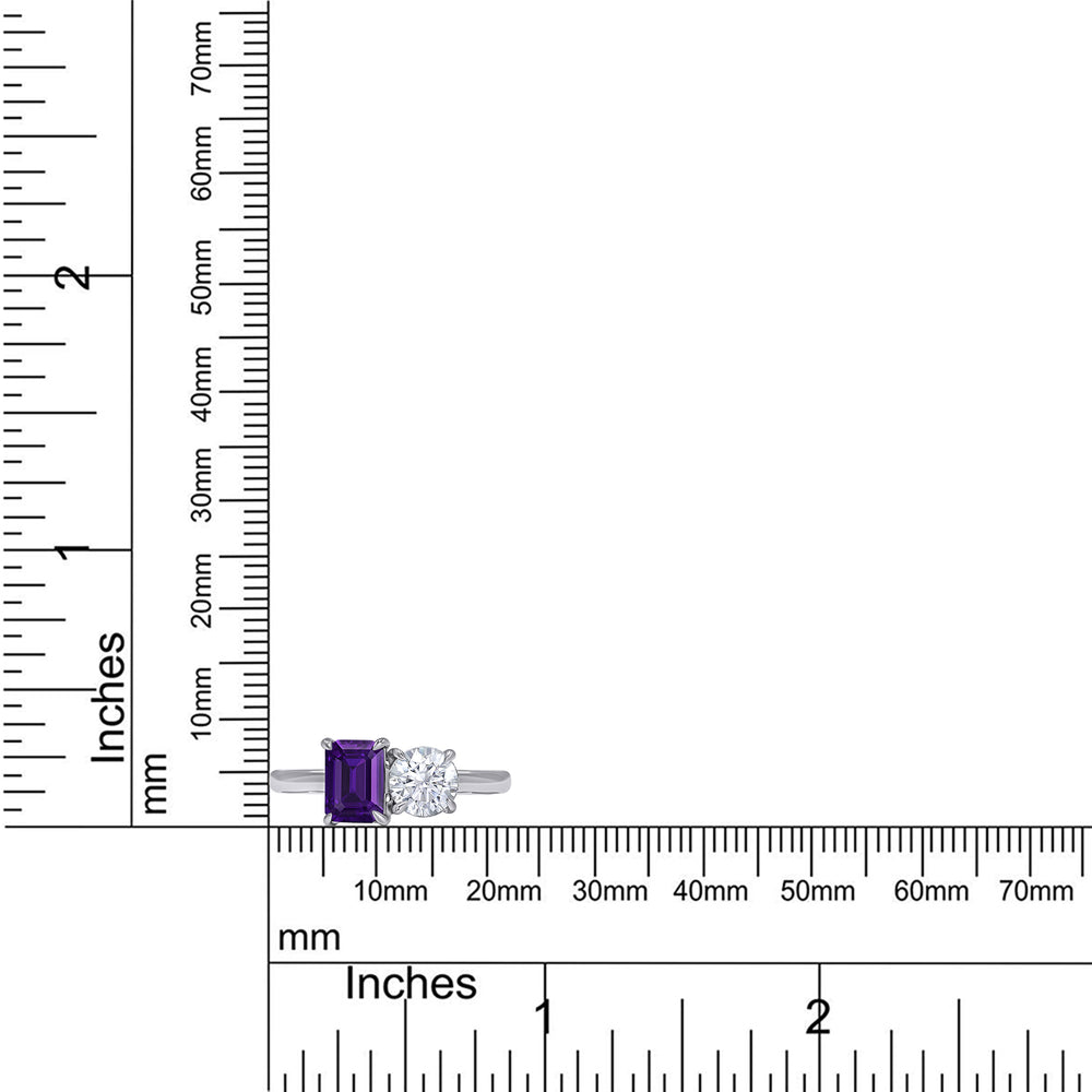 
                      
                        1.60 Carat Emerald Amethyst & Round Lab Created Moissanite Diamond Toi Et Moi 2-Stone Engagement Ring In 925 Sterling Silver
                      
                    