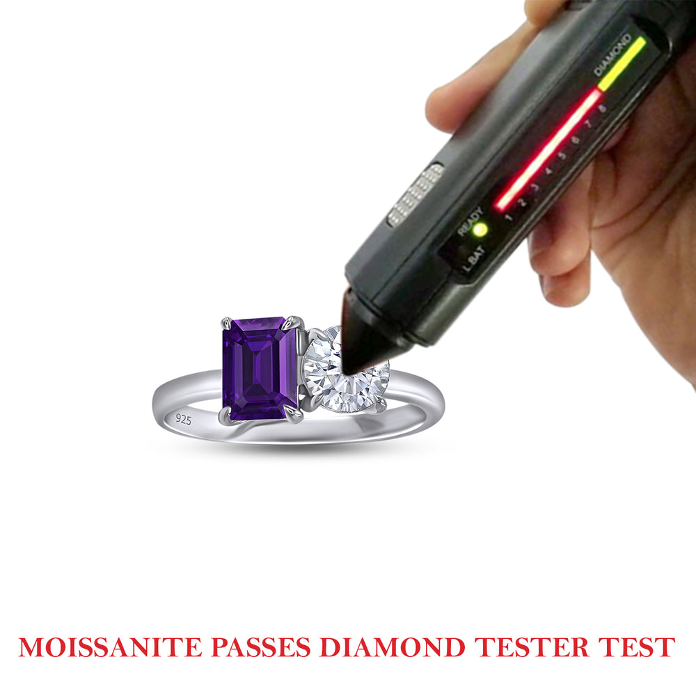 
                      
                        1.60 Carat Emerald Amethyst & Round Lab Created Moissanite Diamond Toi Et Moi 2-Stone Engagement Ring In 925 Sterling Silver
                      
                    