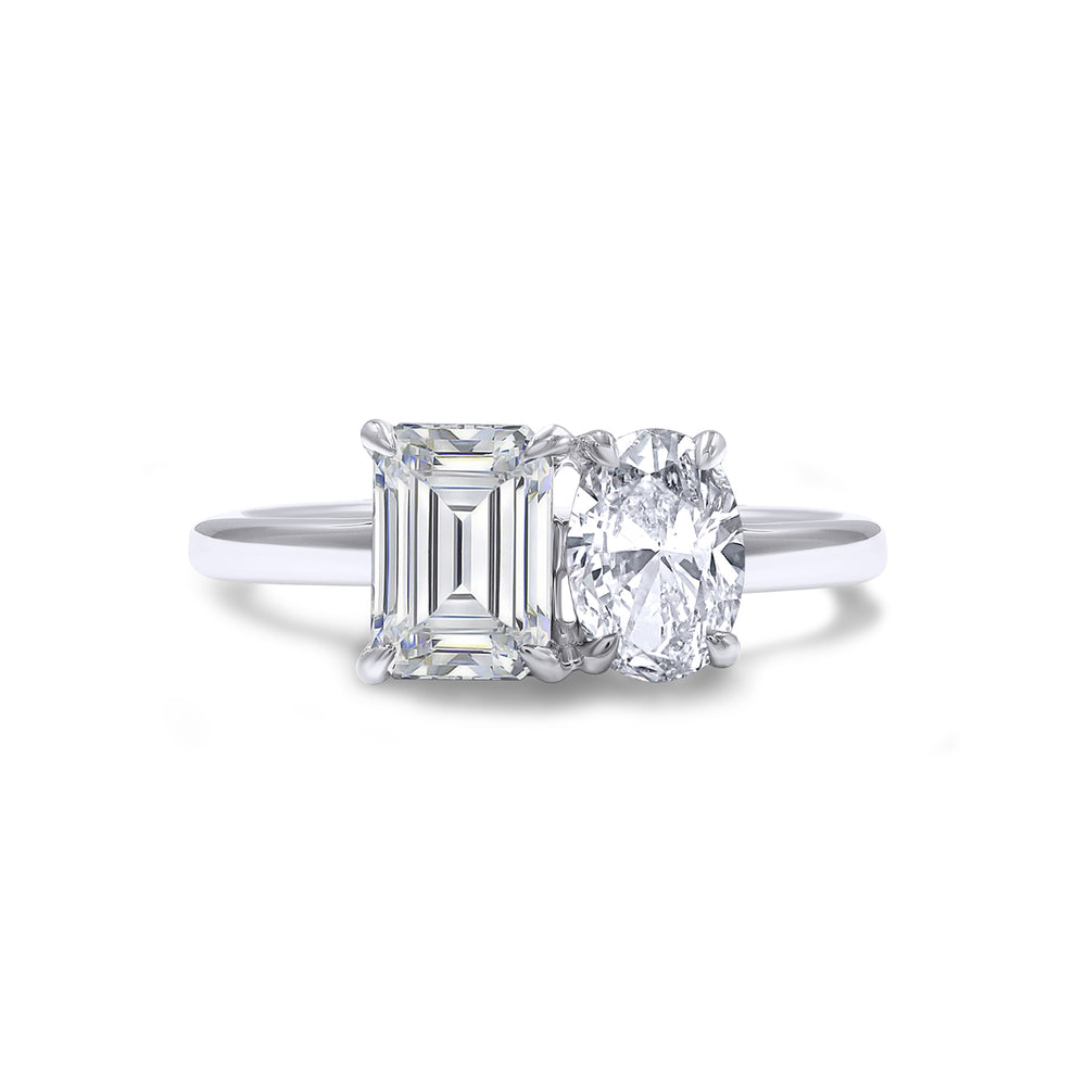 
                      
                        1.90 Carat Oval & Emerald Cut Lab Created Moissanite Diamond Toi Et Moi 2-Stone Engagement Ring In 925 Sterling Silver
                      
                    