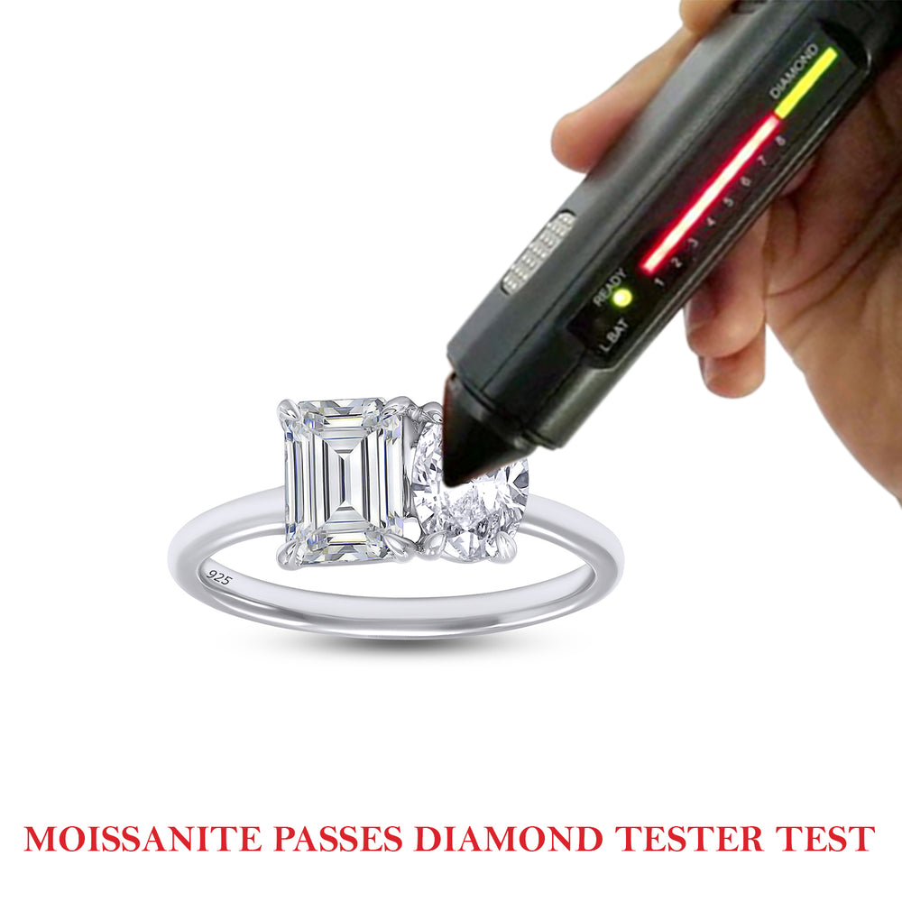 
                      
                        1.90 Carat Oval & Emerald Cut Lab Created Moissanite Diamond Toi Et Moi 2-Stone Engagement Ring In 925 Sterling Silver
                      
                    