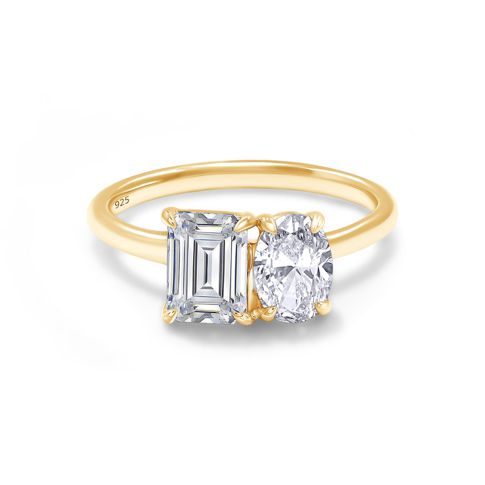 
                      
                        1.90 Carat Oval & Emerald Cut Lab Created Moissanite Diamond Toi Et Moi 2-Stone Engagement Ring In 925 Sterling Silver
                      
                    