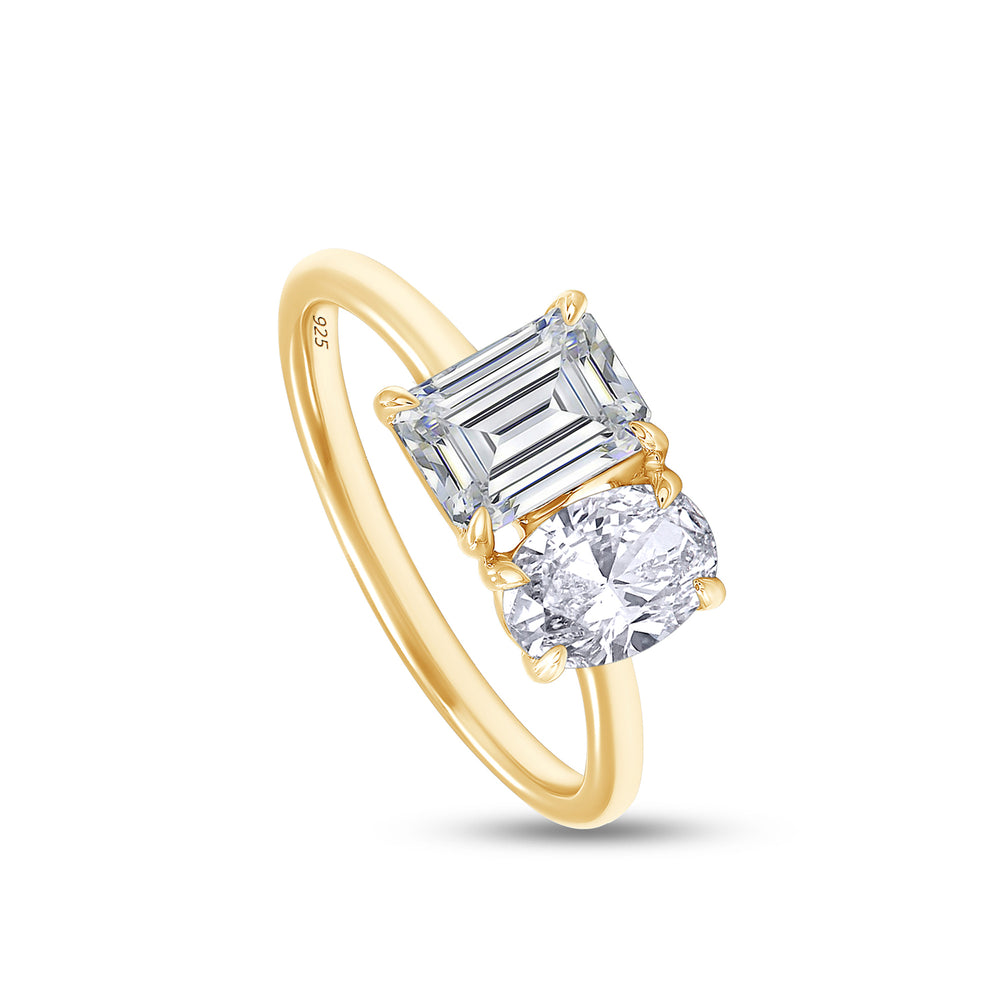 
                      
                        1.90 Carat Oval & Emerald Cut Lab Created Moissanite Diamond Toi Et Moi 2-Stone Engagement Ring In 925 Sterling Silver
                      
                    