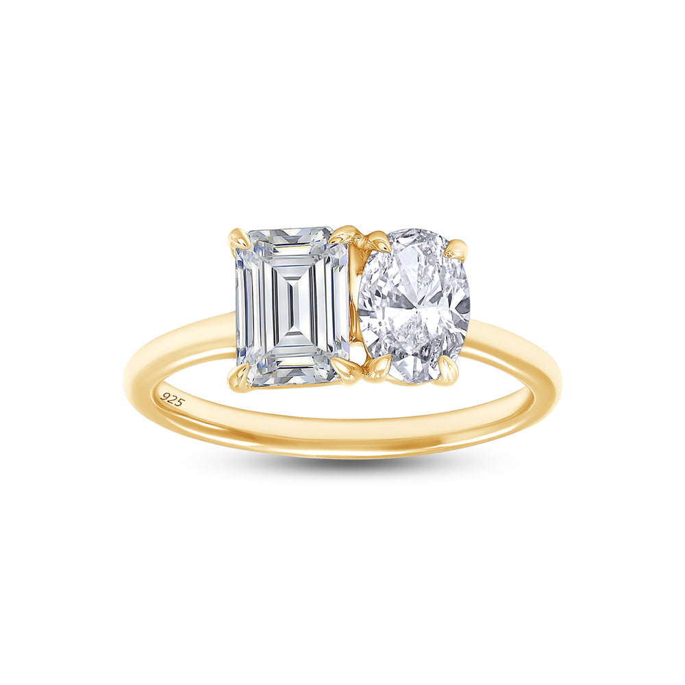 
                      
                        1.90 Carat Oval & Emerald Cut Lab Created Moissanite Diamond Toi Et Moi 2-Stone Engagement Ring In 925 Sterling Silver
                      
                    