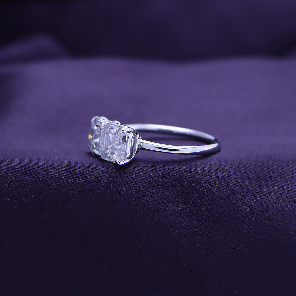 
                      
                        2.25 Carat Asscher & Oval  Cut Lab Created Moissanite Diamond Toi Et Moi 2-Stone Engagement Ring In 925 Sterling Silver
                      
                    