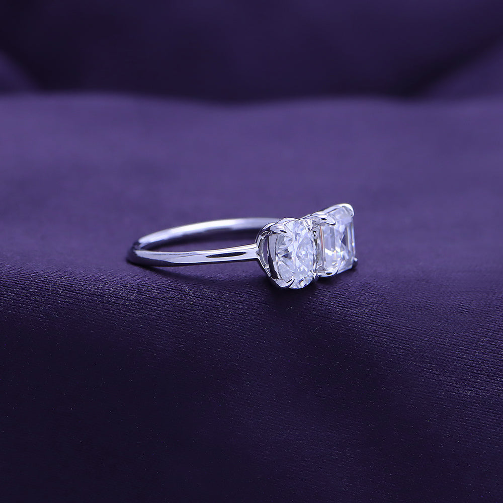 
                      
                        2.25 Carat Asscher & Oval  Cut Lab Created Moissanite Diamond Toi Et Moi 2-Stone Engagement Ring In 925 Sterling Silver
                      
                    