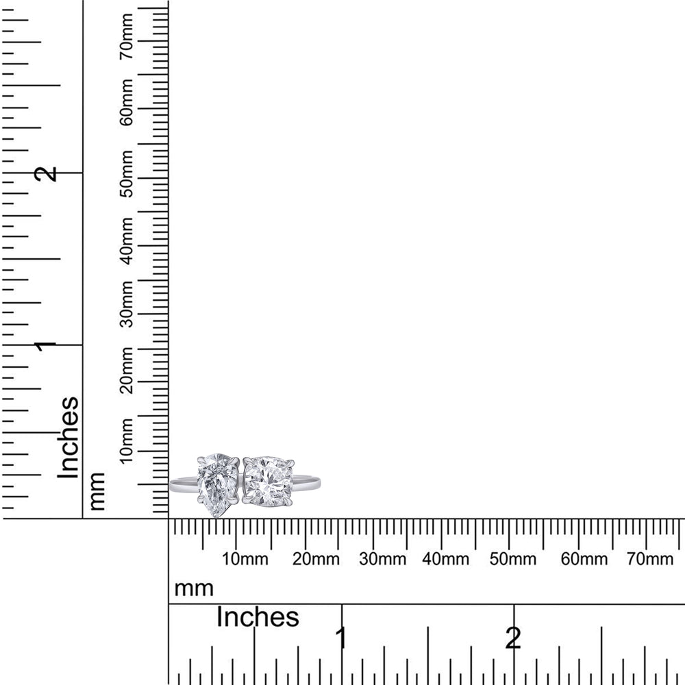 
                      
                        1.75 Carat Pear & Cushion Cut Lab Created Moissanite Diamond Toi Et Moi 2-Stone Engagement Ring In 925 Sterling Silver
                      
                    