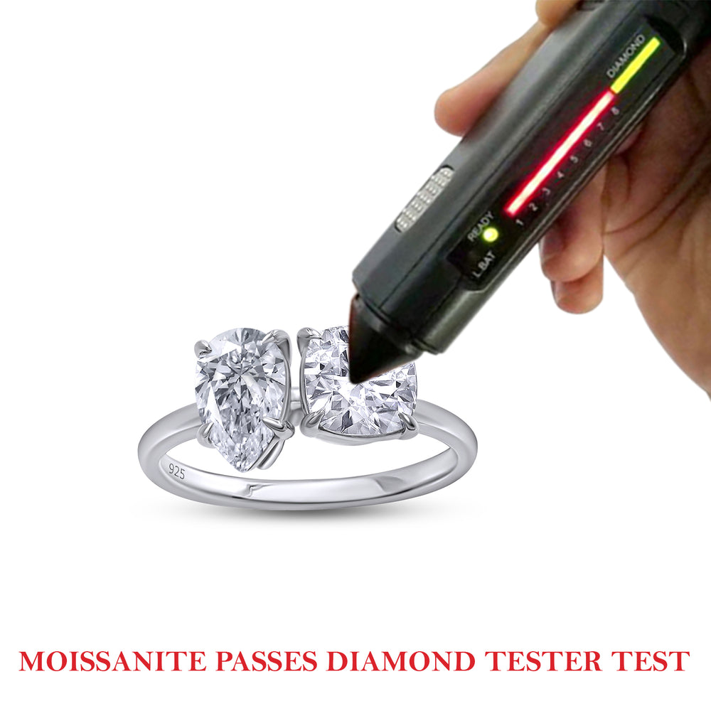 
                      
                        1.75 Carat Pear & Cushion Cut Lab Created Moissanite Diamond Toi Et Moi 2-Stone Engagement Ring In 925 Sterling Silver
                      
                    