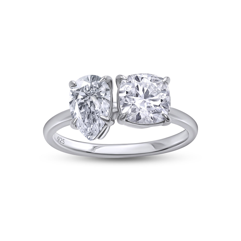 
                      
                        1.75 Carat Pear & Cushion Cut Lab Created Moissanite Diamond Toi Et Moi 2-Stone Engagement Ring In 925 Sterling Silver
                      
                    