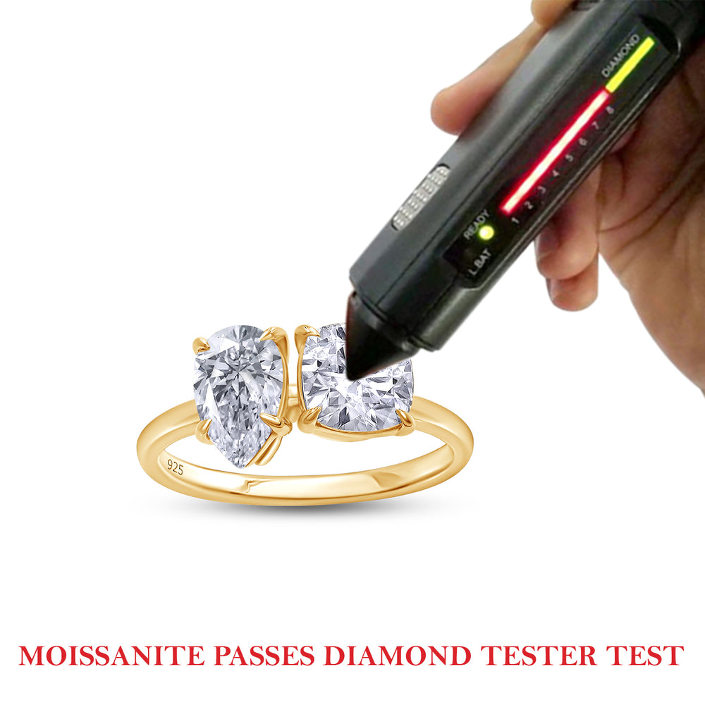 
                      
                        1.75 Carat Pear & Cushion Cut Lab Created Moissanite Diamond Toi Et Moi 2-Stone Engagement Ring In 925 Sterling Silver
                      
                    