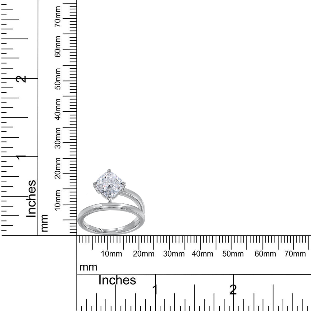 7MM Cushion Lab Created Moissanite Diamond Band and a Half Solitaire Engagement Ring For Women In 925 Sterling Silver (1.50 Cttw)