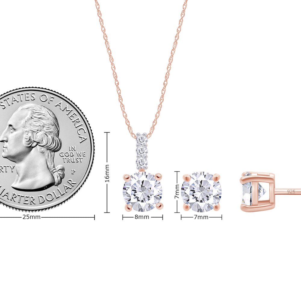 
                      
                        7.5MM Round Lab Created Moissanite Diamond Solitaire Pendant & Stud Earrings Jewelry Set In 925 Sterling Silver
                      
                    