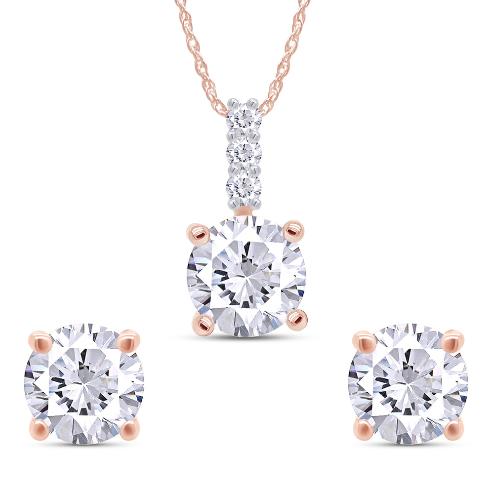 
                      
                        7.5MM Round Lab Created Moissanite Diamond Solitaire Pendant & Stud Earrings Jewelry Set In 925 Sterling Silver
                      
                    