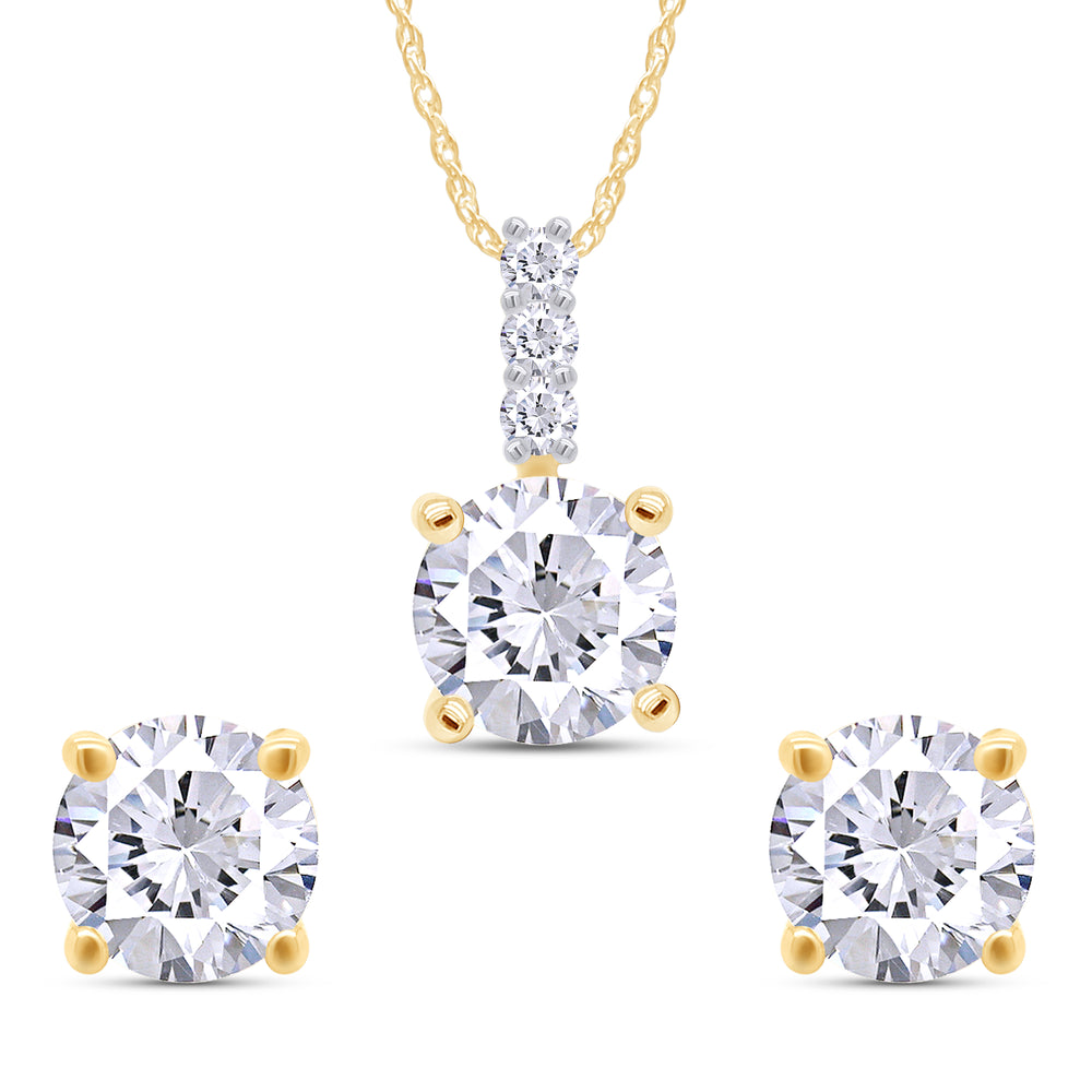 
                      
                        7.5MM Round Lab Created Moissanite Diamond Solitaire Pendant & Stud Earrings Jewelry Set In 925 Sterling Silver
                      
                    