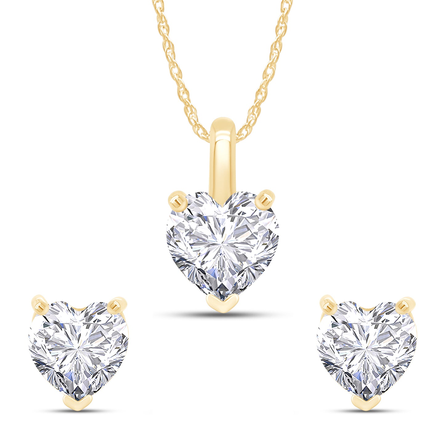 Load image into Gallery viewer, 5 1/4 Carat 8MM Heart Cut Lab Created Moissanite Diamond Solitaire Pendant &amp;amp; Stud Earrings Jewelry Set In 925 Sterling Silver
