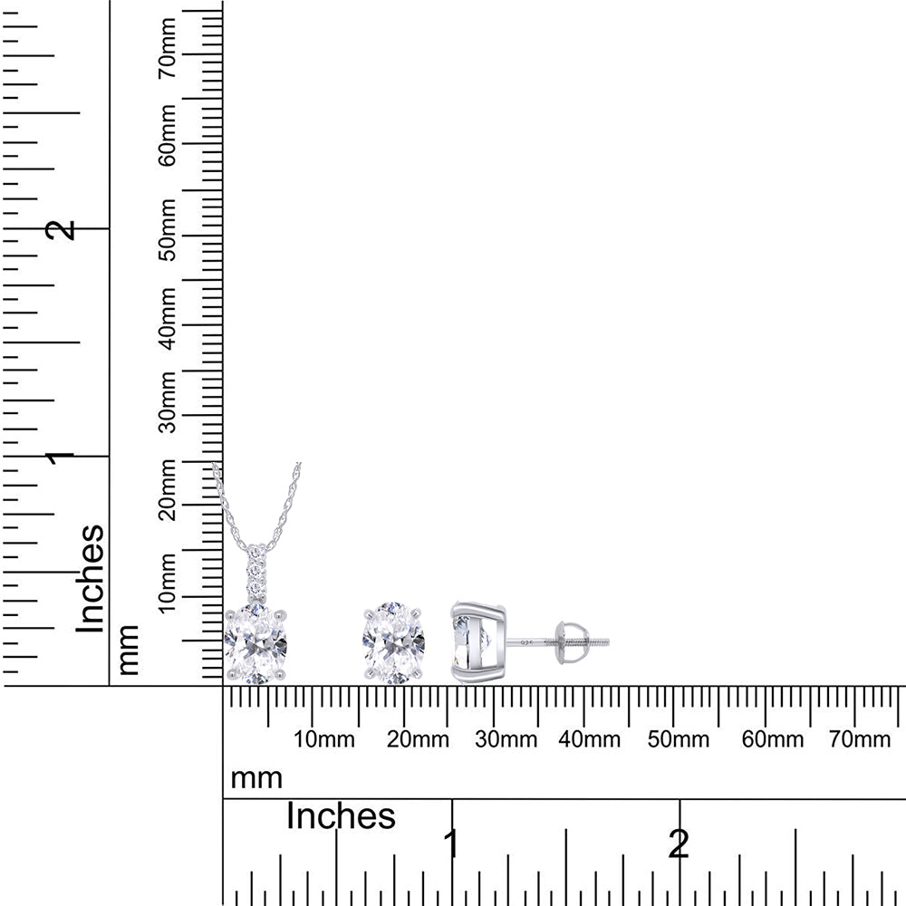 
                      
                        9X7MM Oval Cut Lab Created Moissanite Diamond Solitaire Pendant & Stud Earrings Jewelry Set In 925 Sterling Silver
                      
                    