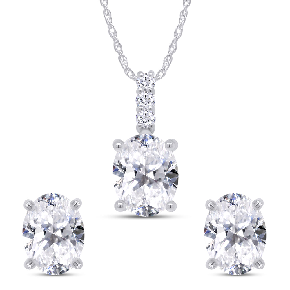 
                      
                        9X7MM Oval Cut Lab Created Moissanite Diamond Solitaire Pendant & Stud Earrings Jewelry Set In 925 Sterling Silver
                      
                    