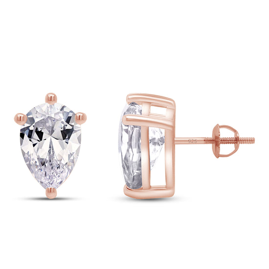 10X7MM Pear Cut Lab Created Moissanite Diamond Solitaire Pendant & Stud Earrings Jewelry Set In 925 Sterling Silver