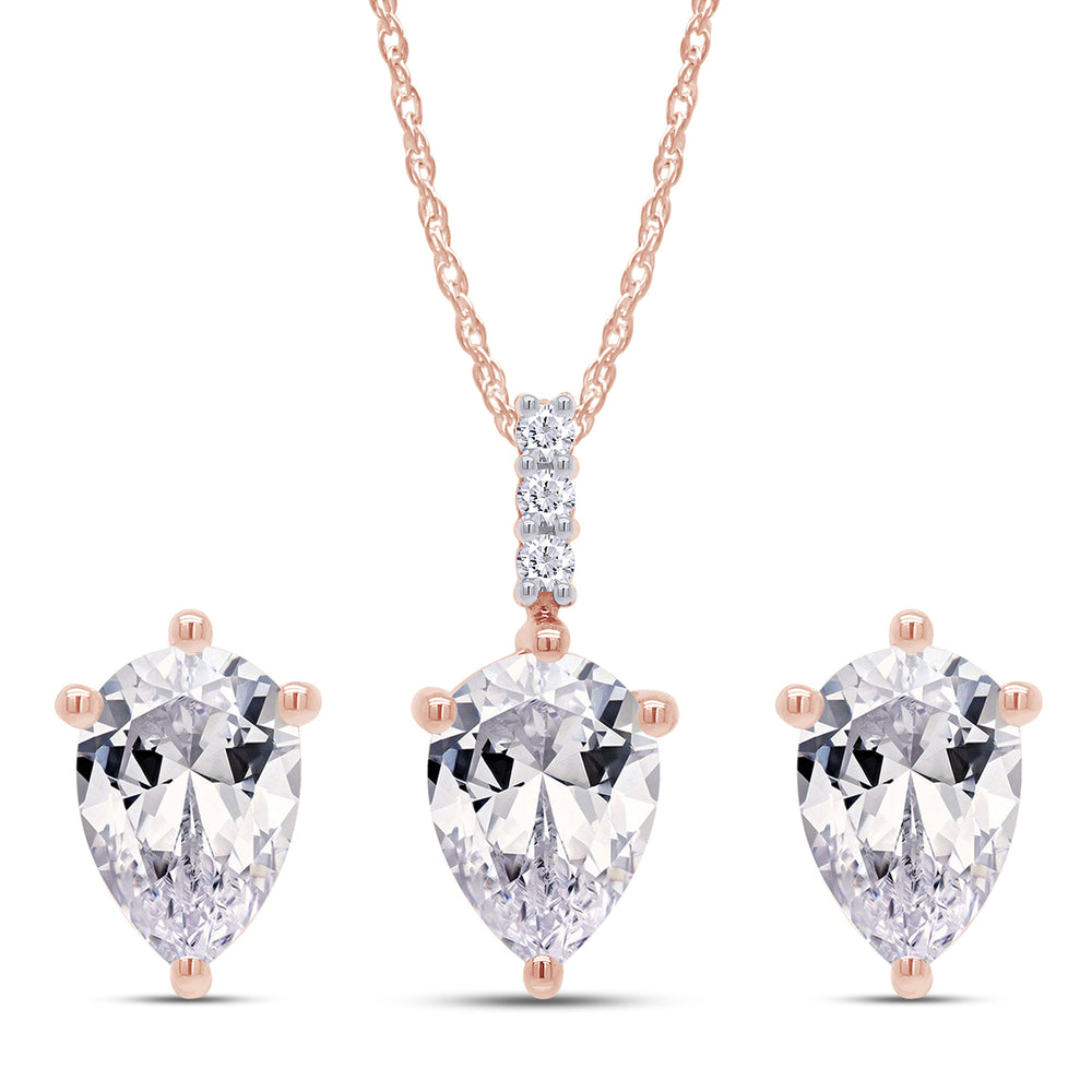 
                      
                        10X7MM Pear Cut Lab Created Moissanite Diamond Solitaire Pendant & Stud Earrings Jewelry Set In 925 Sterling Silver
                      
                    