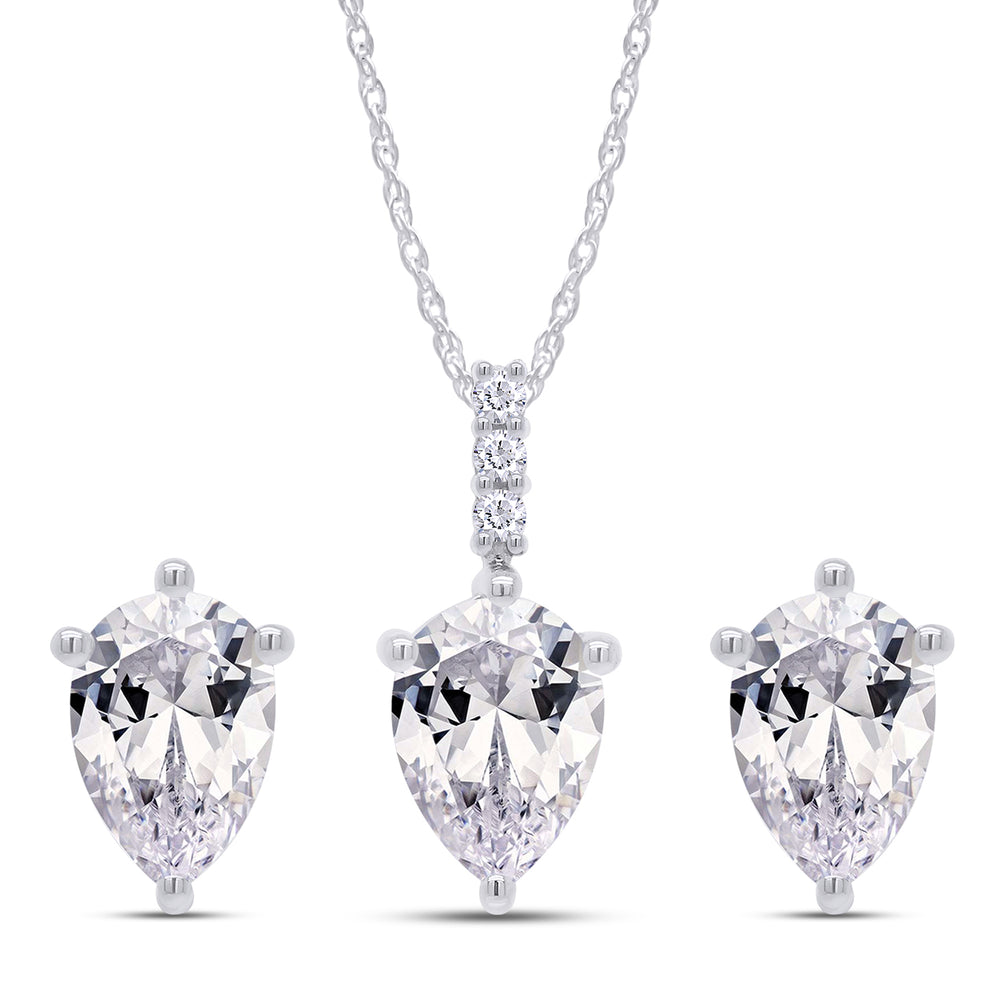 
                      
                        10X7MM Pear Cut Lab Created Moissanite Diamond Solitaire Pendant & Stud Earrings Jewelry Set In 925 Sterling Silver
                      
                    