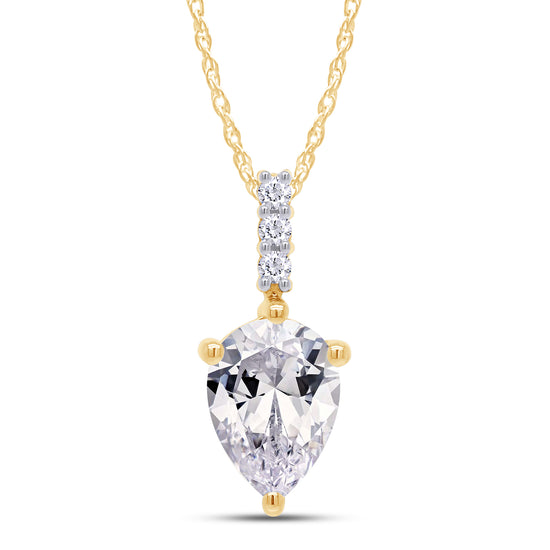10X7MM Pear Cut Lab Created Moissanite Diamond Solitaire Pendant & Stud Earrings Jewelry Set In 925 Sterling Silver