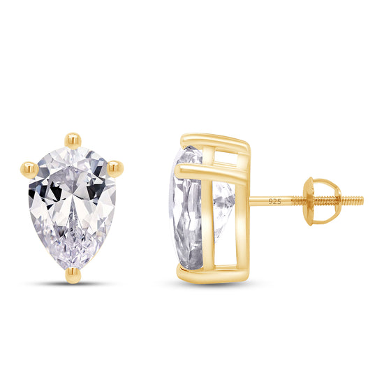 10X7MM Pear Cut Lab Created Moissanite Diamond Solitaire Pendant & Stud Earrings Jewelry Set In 925 Sterling Silver