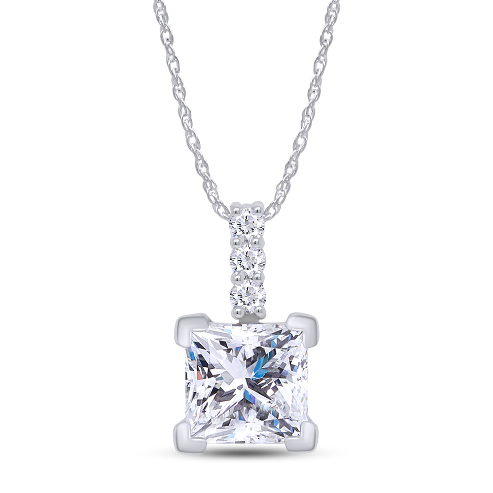 
                      
                        7MM Princess Cut Lab Created Moissanite Diamond Solitaire Pendant & Stud Earrings Jewelry Set In 925 Sterling Silver
                      
                    