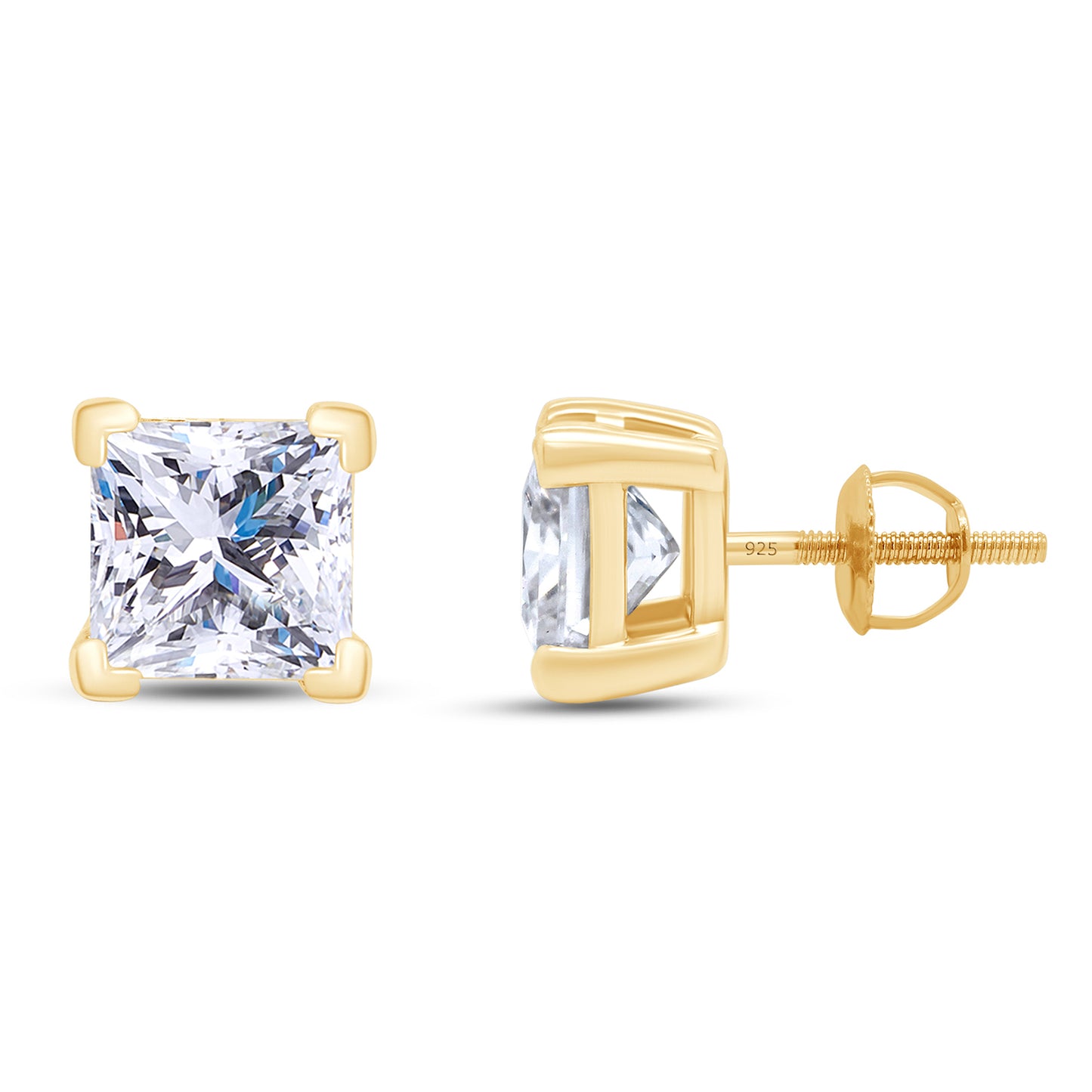 Load image into Gallery viewer, 7MM Princess Cut Lab Created Moissanite Diamond Solitaire Pendant &amp;amp; Stud Earrings Jewelry Set In 925 Sterling Silver

