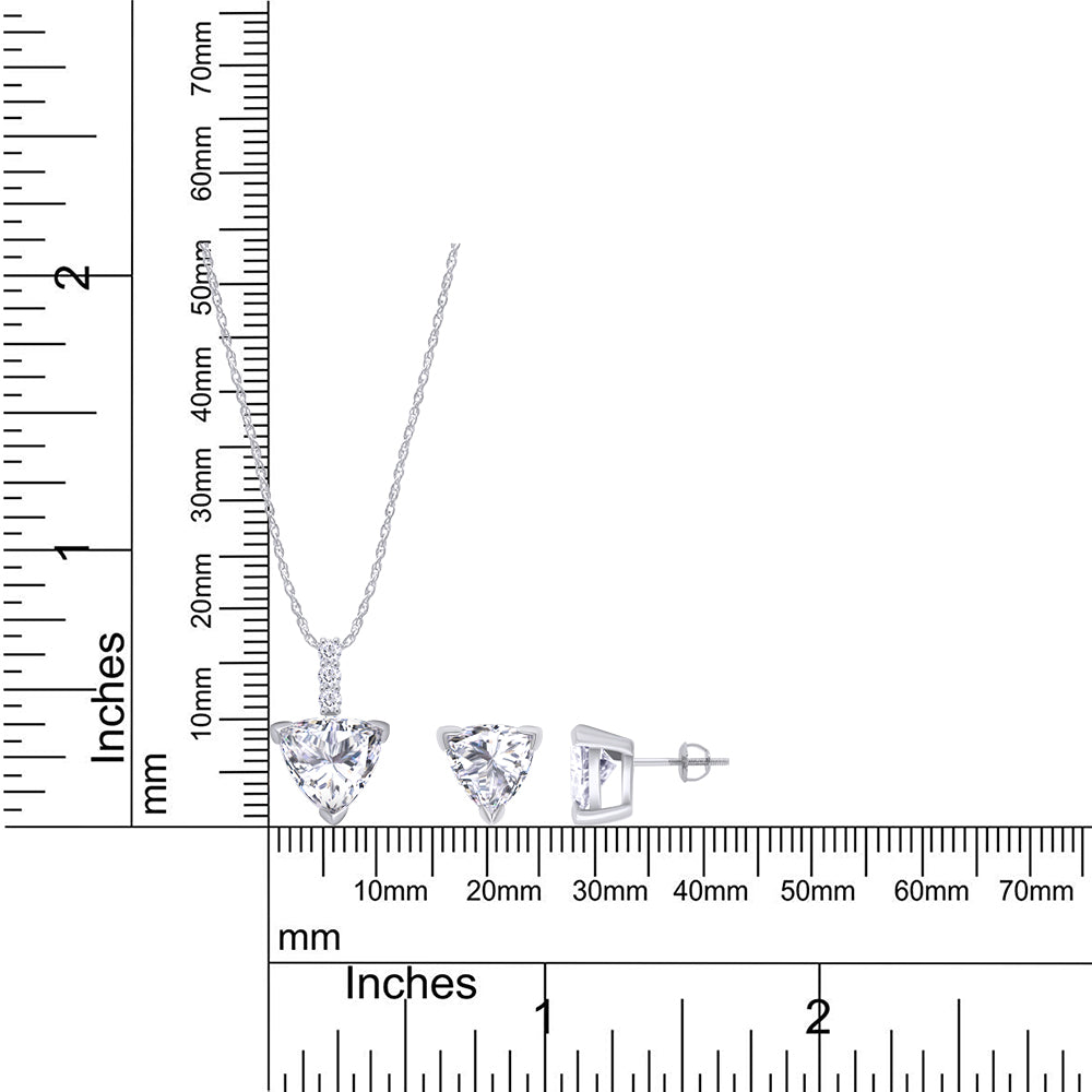 
                      
                        8MM Trillion Cut Lab Created Moissanite Diamond Solitaire Pendant & Stud Earrings Jewelry Set In 925 Sterling Silver
                      
                    