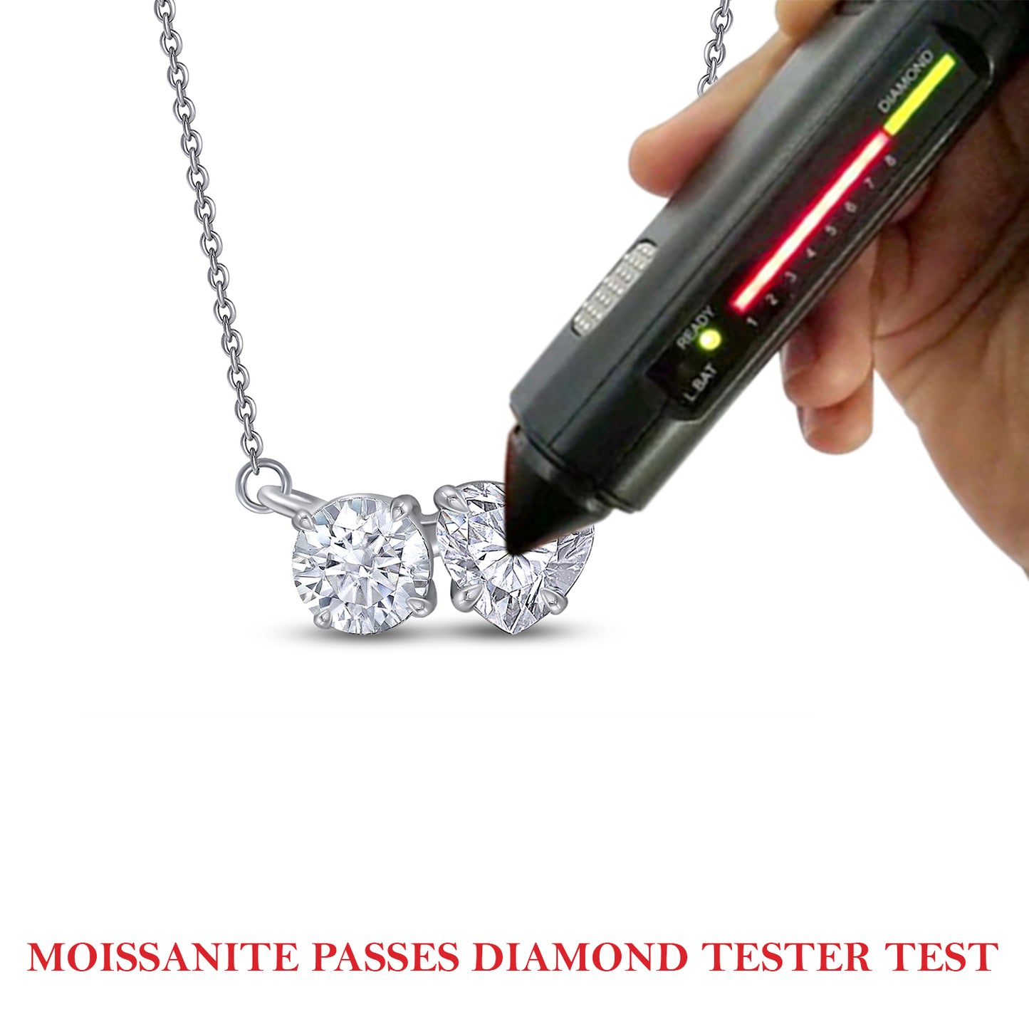 Load image into Gallery viewer, 1 3/4 Carat Round &amp;amp; Heart Lab Created Moissanite Diamond Toi Et Moi 2 Stone Pendant Necklace In 925 Sterling Silver
