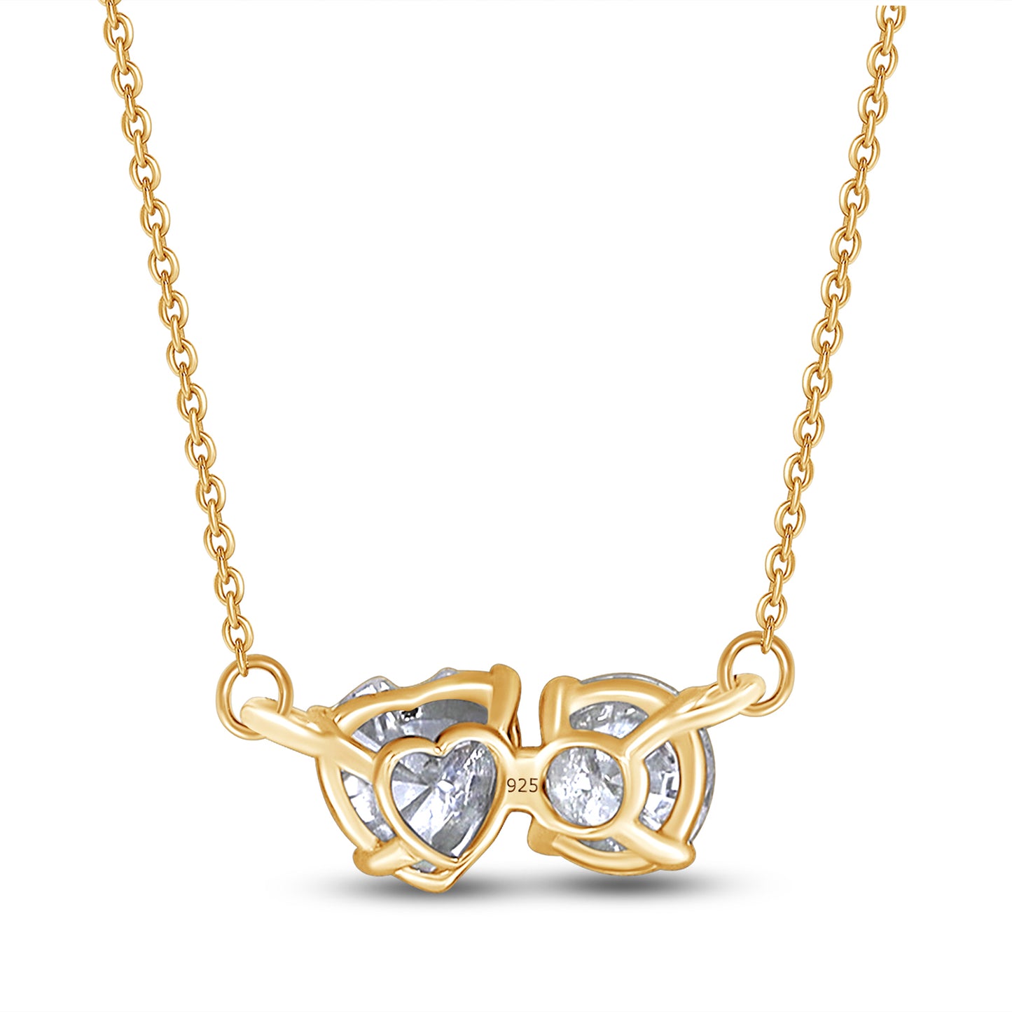 1 3/4 Carat Round & Heart Lab Created Moissanite Diamond Toi Et Moi 2 Stone Pendant Necklace In 925 Sterling Silver