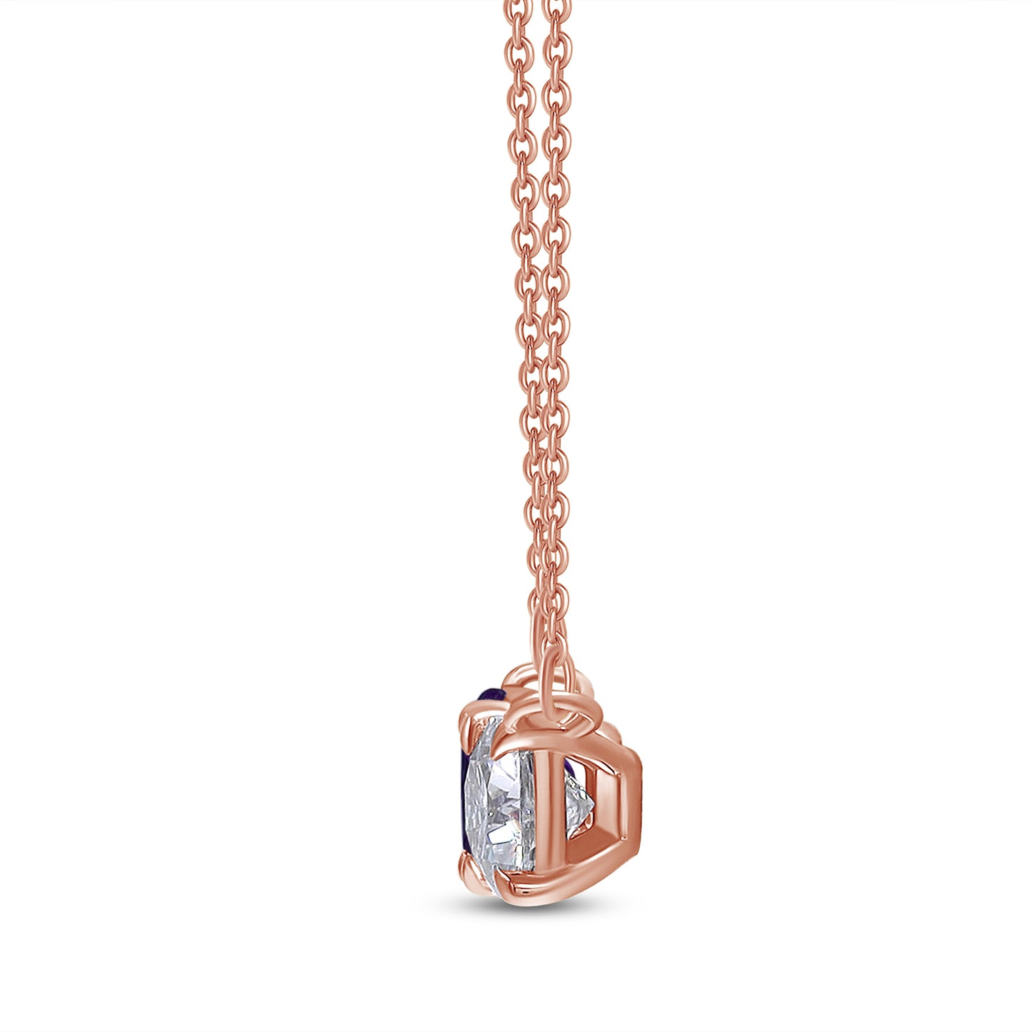 Oval Cut Amethyst & Cushion Lab Created Moissanite Diamond 2 Stone Toi Et Moi Pendant Necklace In 925 Sterling Silver (1.80 Cttw)