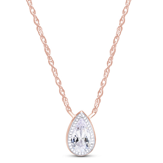 1/5 Carat Pear Cut White Natural Diamond Solitaire Pendant Necklace In 925 Sterling Silver