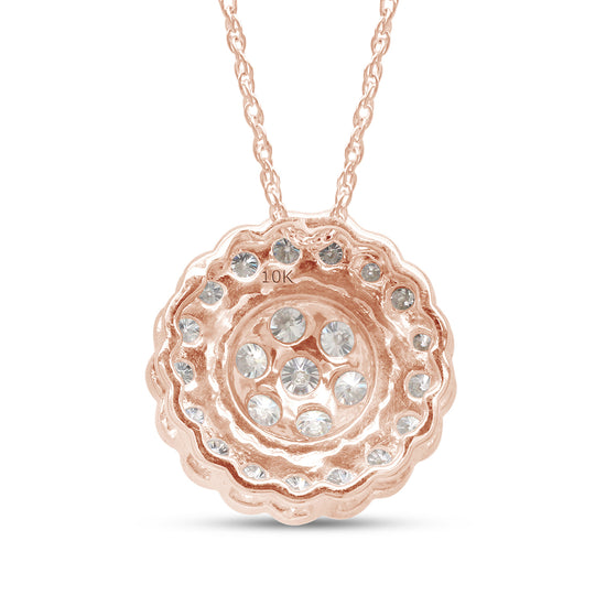 1 Carat Lab Created Moissanite Diamond Flower Pendant Necklace in 10K or 14K Solid Gold For Women (1 Cttw)